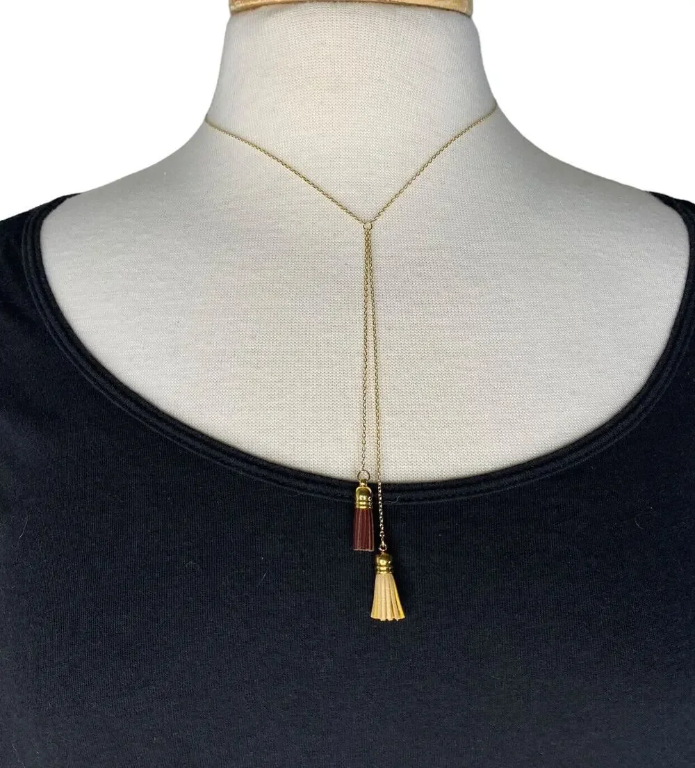 SHIRALEAH New Fringe Delicate Brown Tan Gold-Tone Aerin Necklace NWT